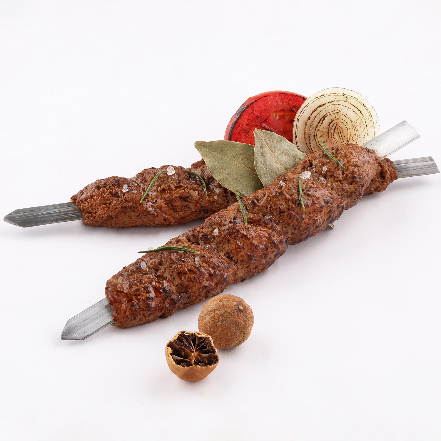 Kebab Adana Edelstahl Spieße mit Holzgriff 5 Stück 640x3x20 Extra Poliert 
